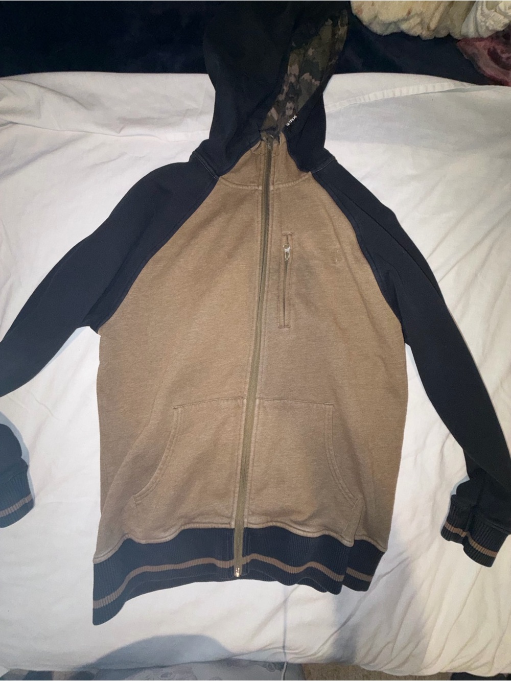 Men's Zip-Up Hoodie Sweater in Brown and Black